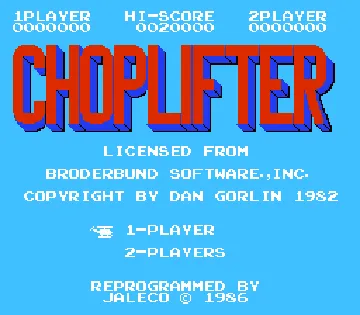 Choplifter (Japan) (En) (Rev 1) screen shot title